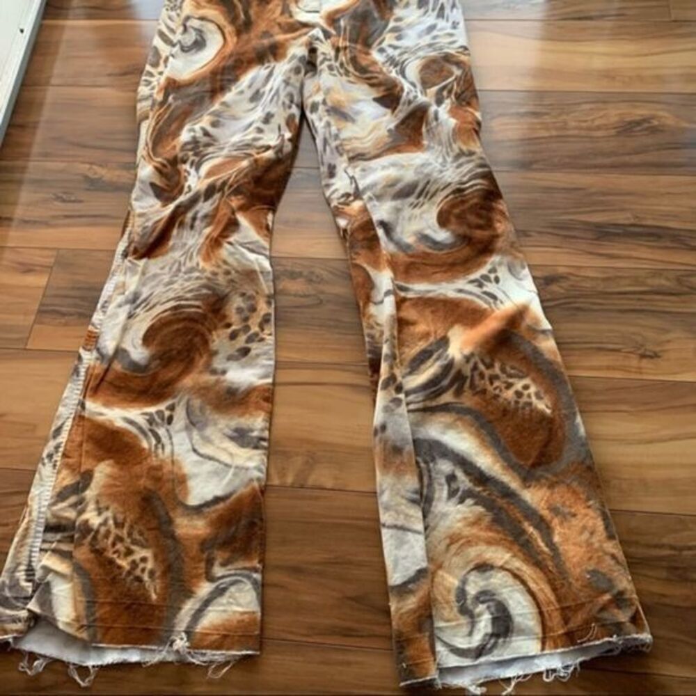 Escada swirl print flare legs corduroy pants jeggings